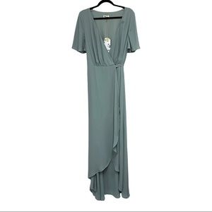 SMYM Sophia Wrap Maxi Dress in Silver Sage Crisp XL